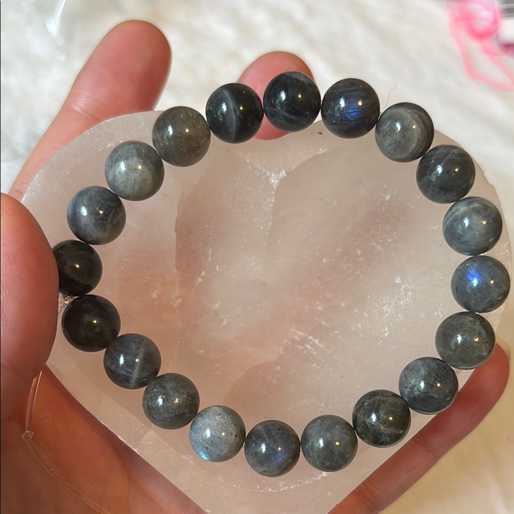 Flashy Genuine Blue Flashy Labradorite 10mm Stretch Bracelet